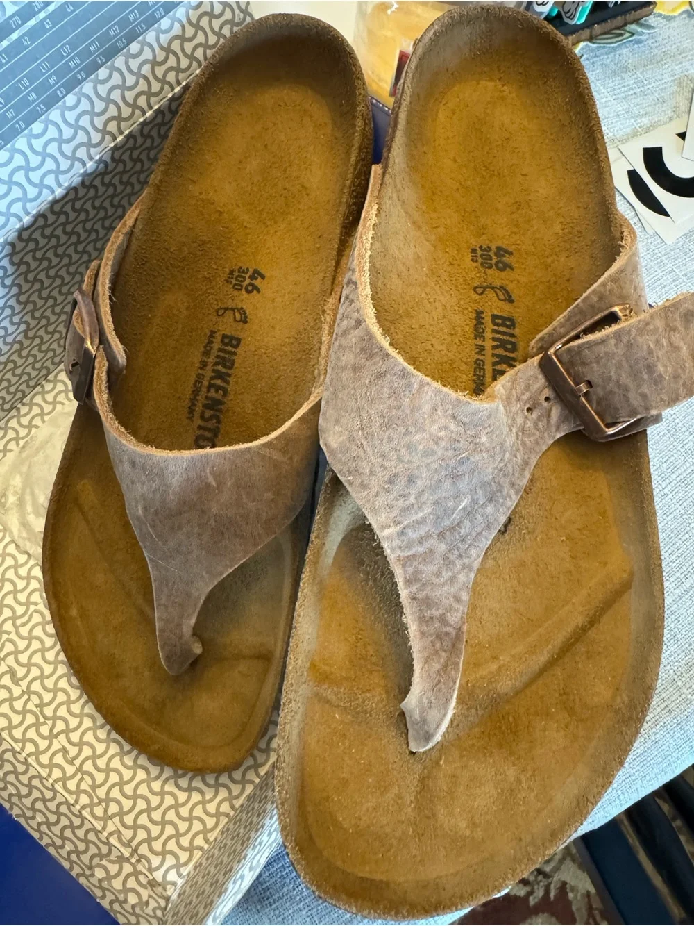 Birkenstock Brown Suede Thong Sandals with Buckle